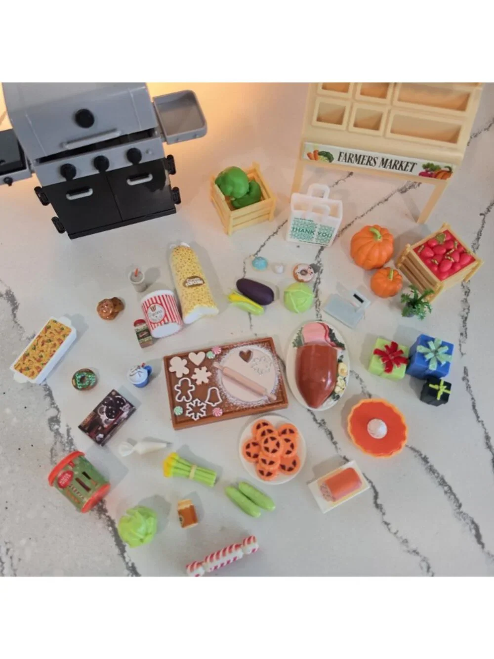 Miniature Farmers Market Playset Grill Food Accessories perfect ELF ON THE SHELF
